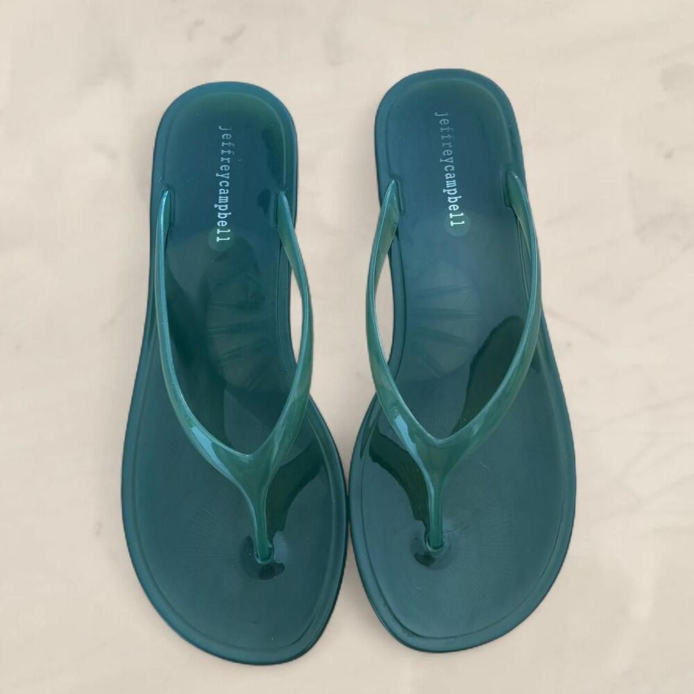 jeffrey campbell green jelly flip flops beach day size 9